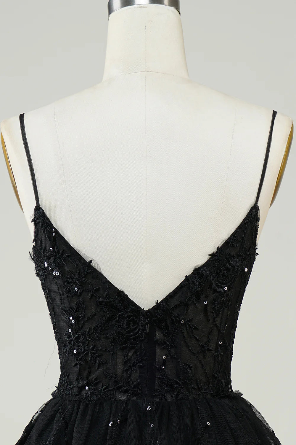 Sparkly Spaghetti Straps Sequins Tiered Homecoming Dress