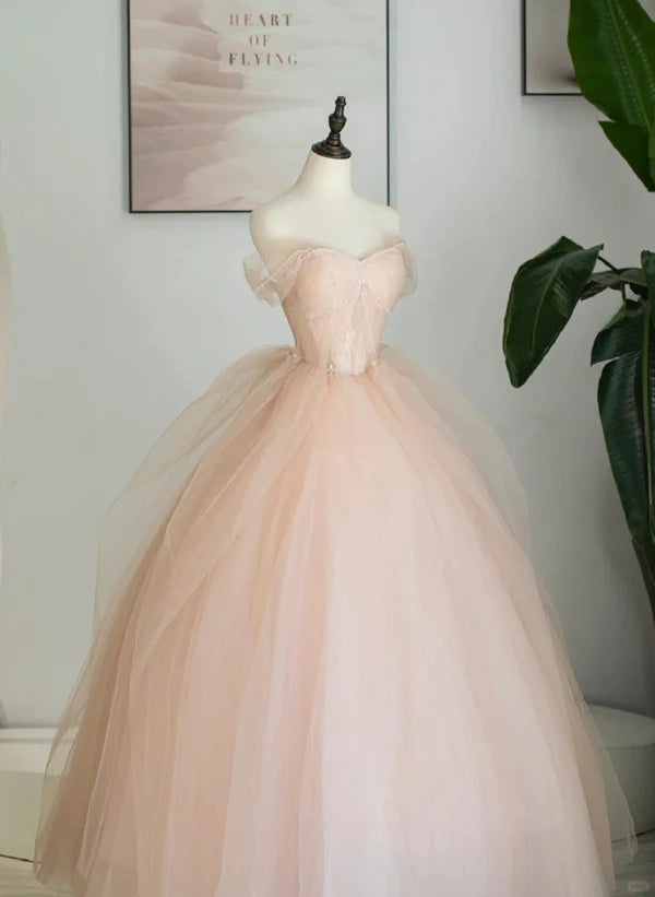 Pink Tulle Sweetheart Ball Gown Cute Sweet Prom Dress