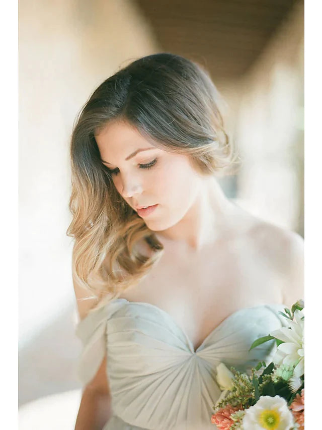 A-Line Sweetheart Neckline Floor Length Chiffon Bridesmaid Dress