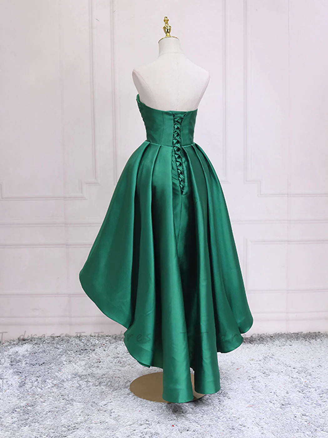 Simple Sweetheart Neck Green High Low Homecoming Dresses