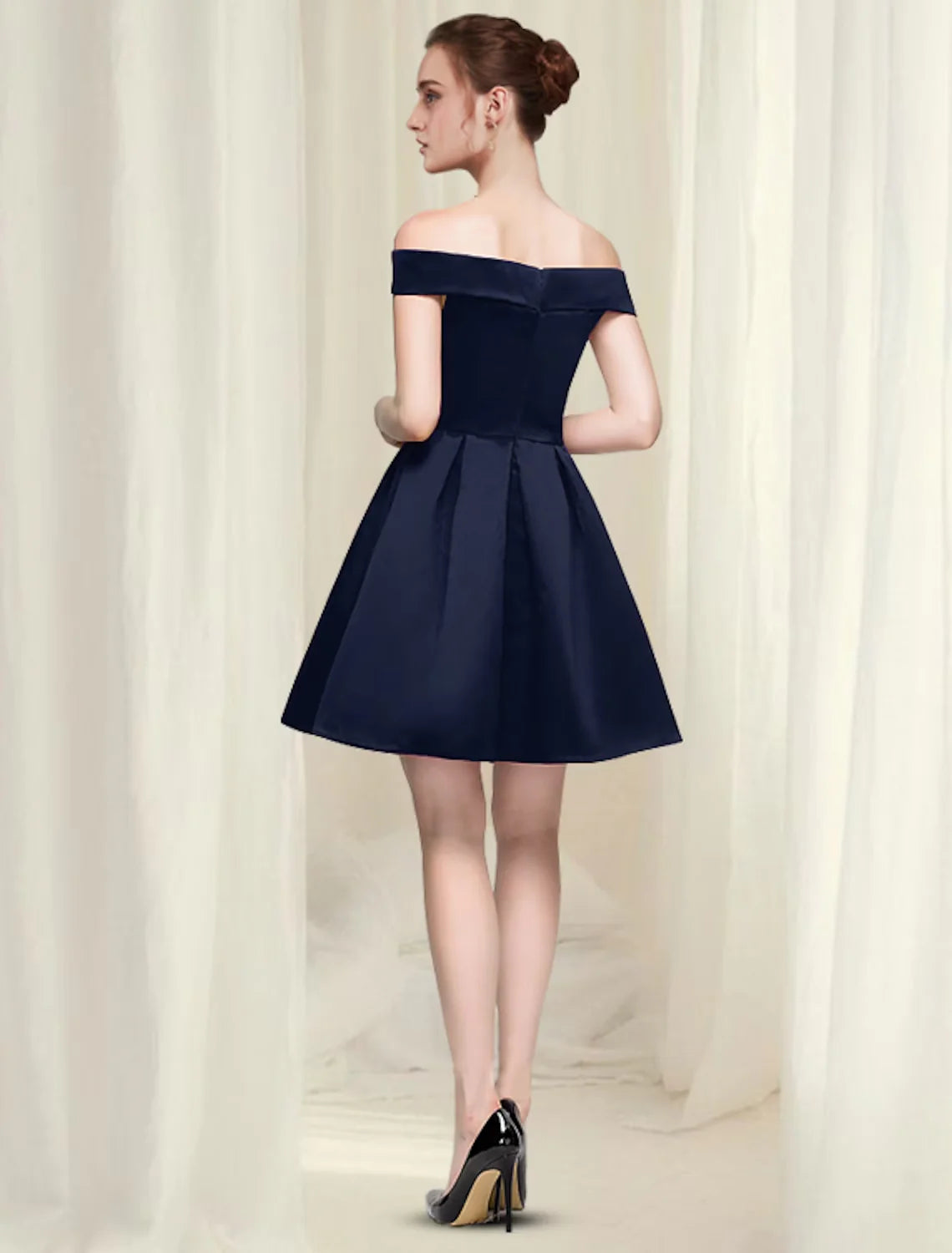 Cocktail Dresses Reformation Amante Dress Homecoming Short / Mini Sleeveless Off Shoulder Satin with Sleek