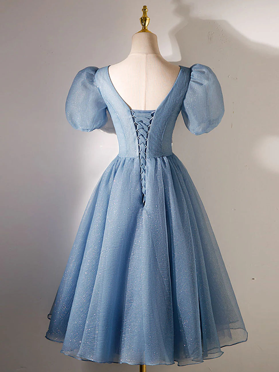 Blue V Neck Homecoming Dress with Sequin