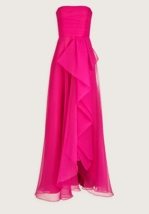 A-line Off-the-Shoulder Ruffle Floor Length Sleeveless Prom Party Dress