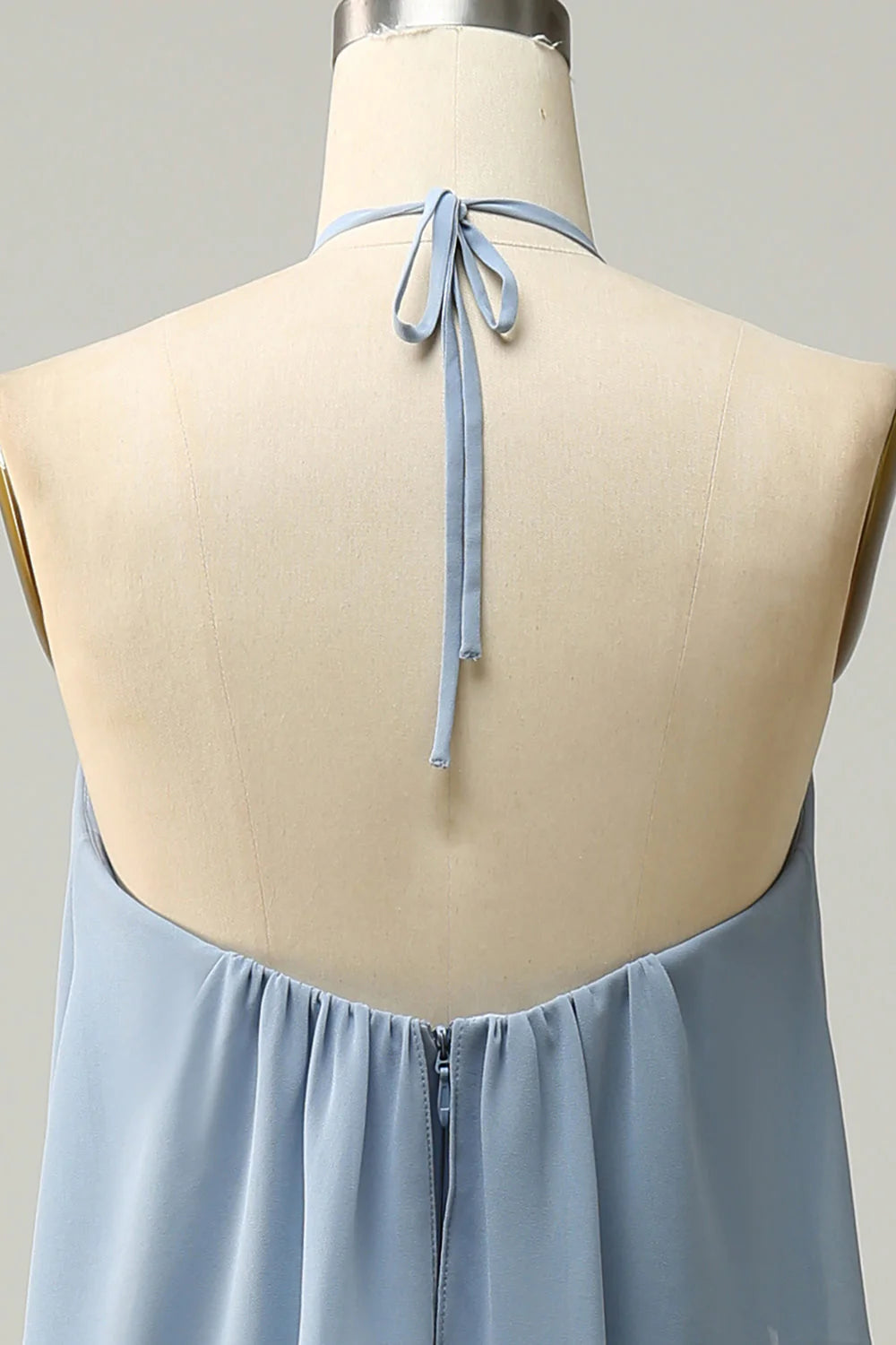 A Line Halter Neck Long Bridesmaid Dress