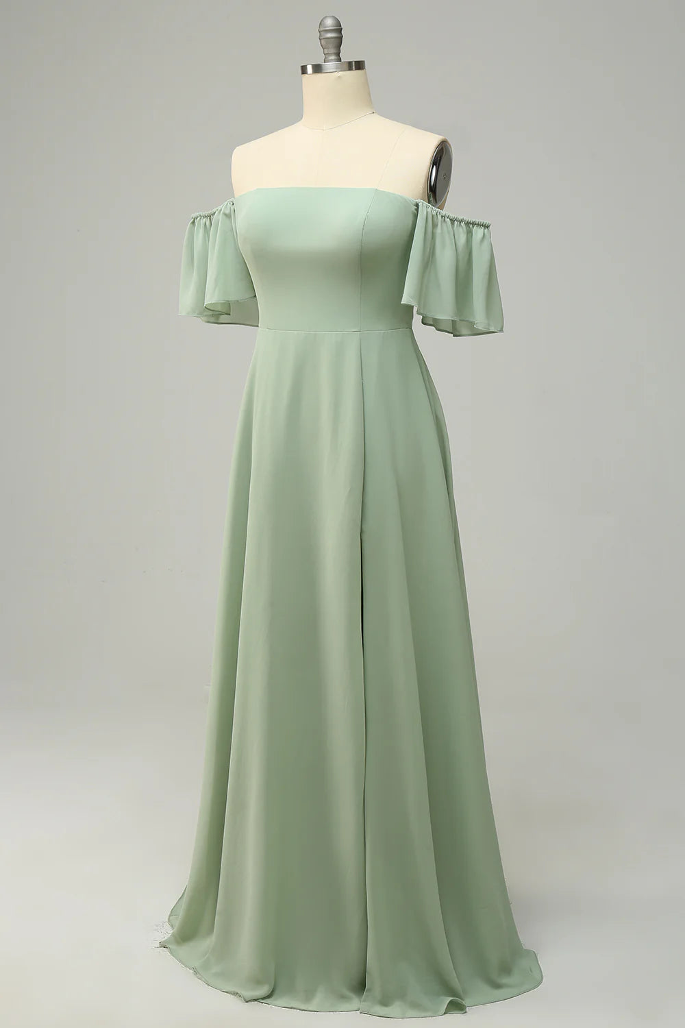 A Line Off The Shoulder Bridesmaid Dress With Ruffles