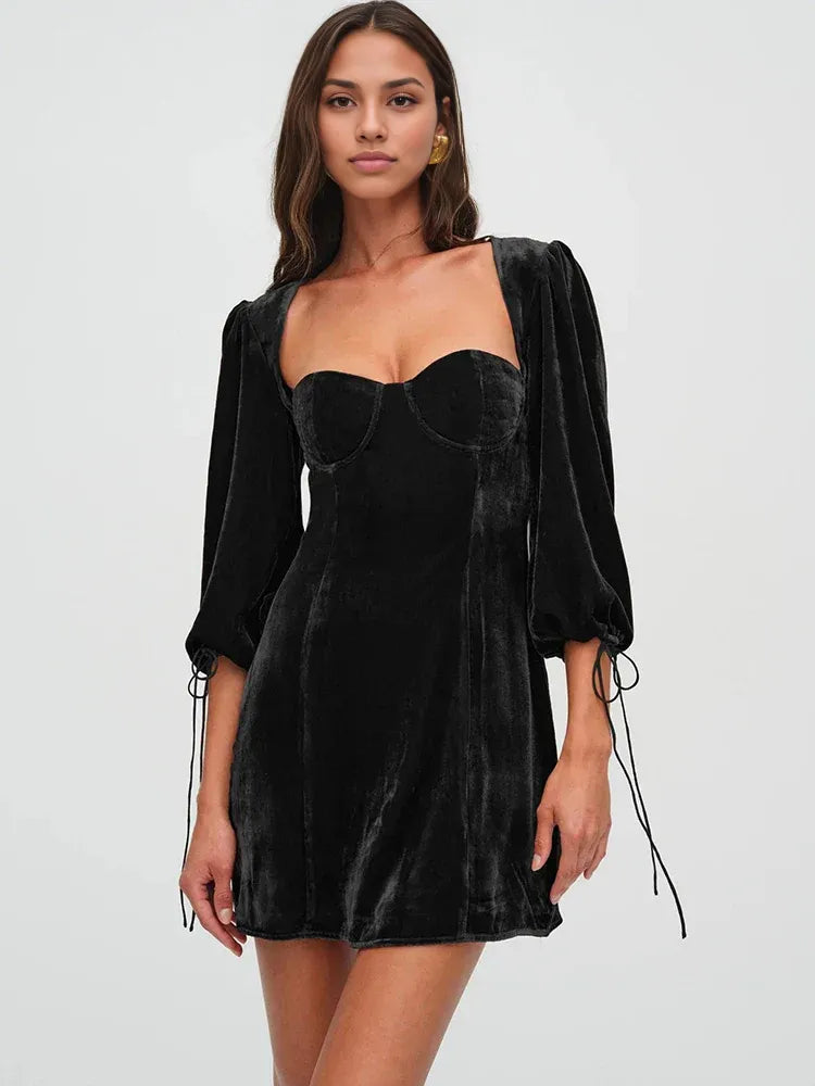 Xuewuba Prom Shop Dresses Backless Lace Up Long Sleeve Dress Short Party Dress Formal Women's Dresses