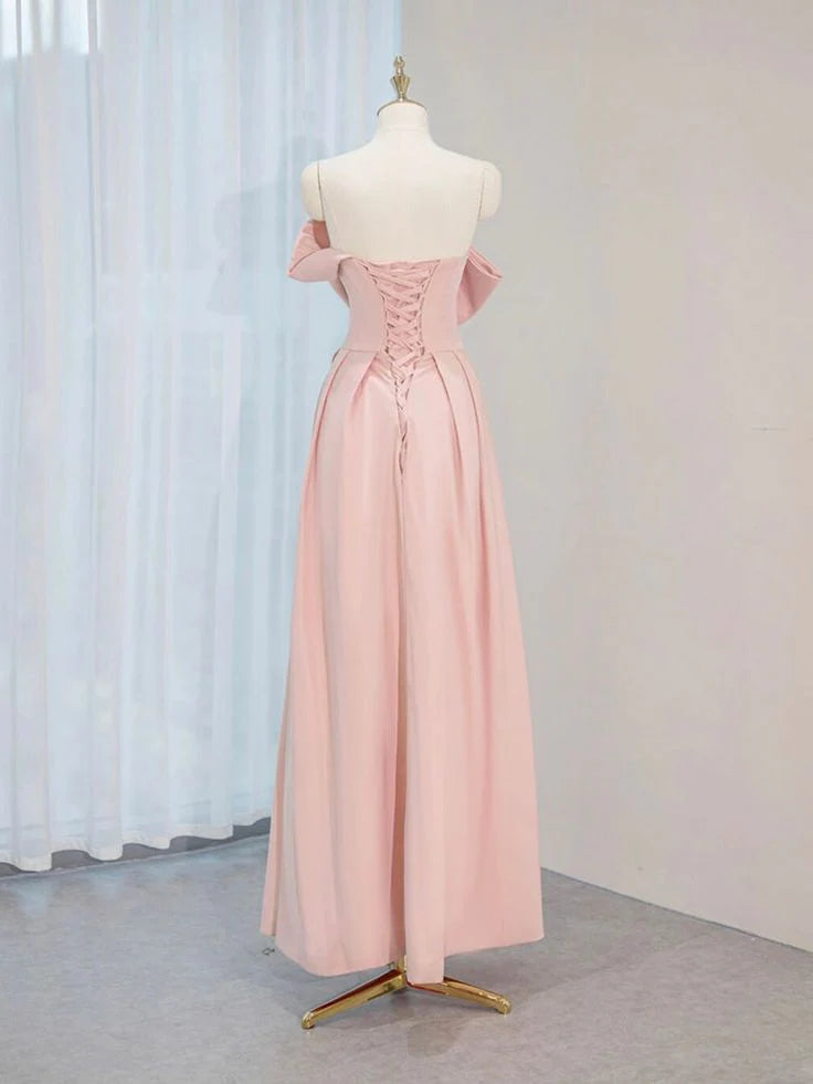 Charming A-Line Strapless Sleeveless Lace Up Long Prom Dress