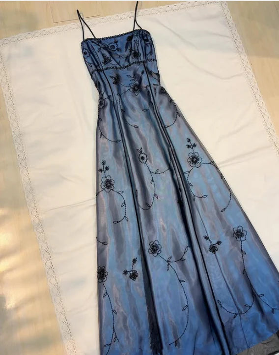 Elegant A-Line Spaghetti Straps Sleeveless Lace Up Floor-Length Prom Dress