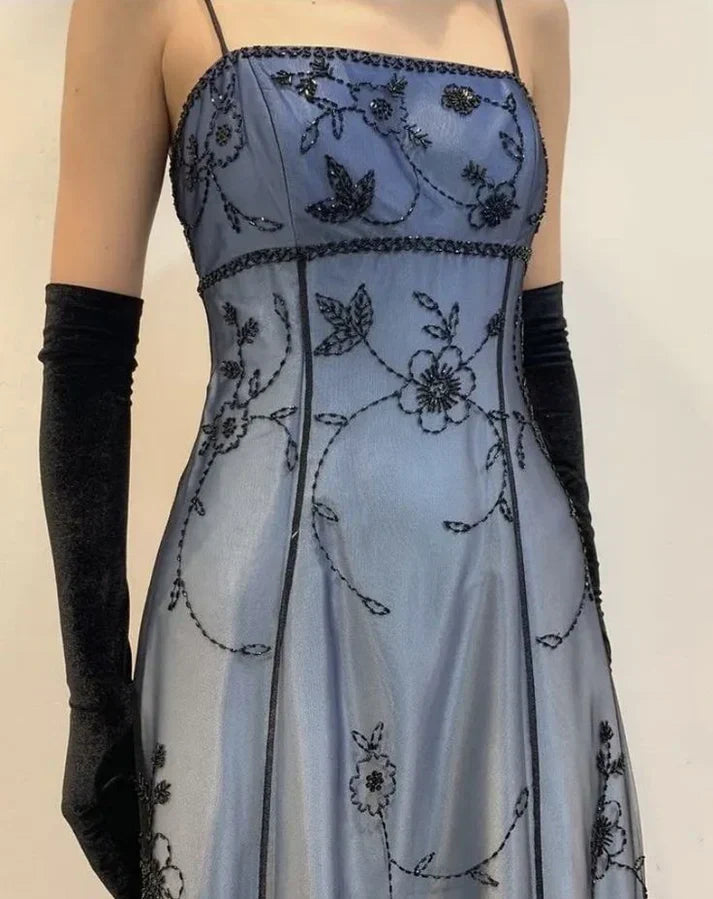 Elegant A-Line Spaghetti Straps Sleeveless Lace Up Floor-Length Prom Dress