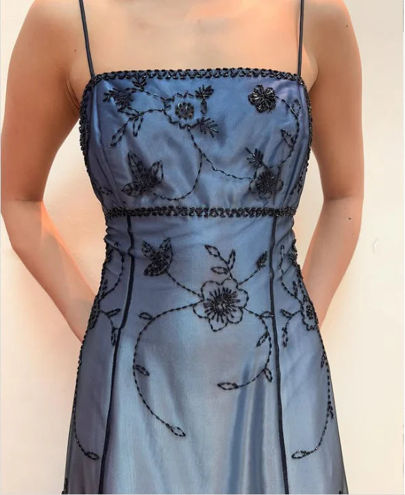 Elegant A-Line Spaghetti Straps Sleeveless Lace Up Floor-Length Prom Dress