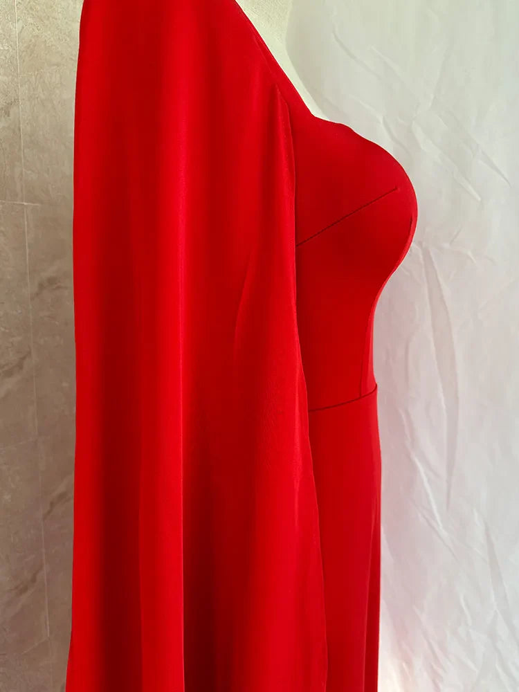 Elegant Square Neck Party Evening Dresses Casual Strapless Red Banquet Maxi Wedding Dresses for Female