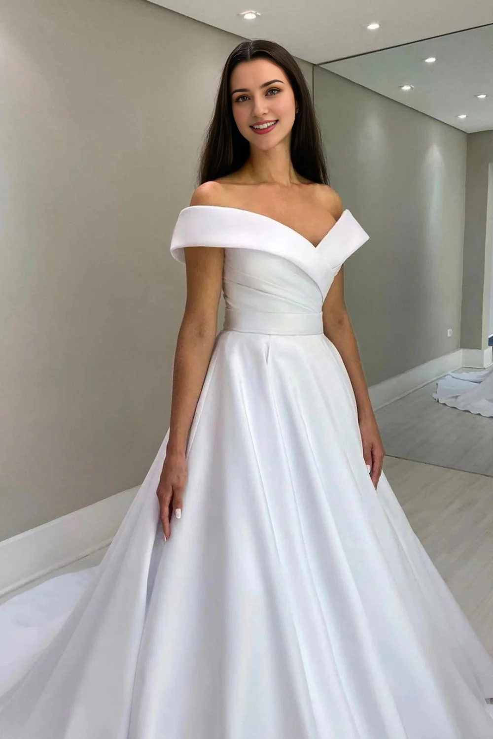 Elegant A Line Off the Shoulder Wedding Party Dress