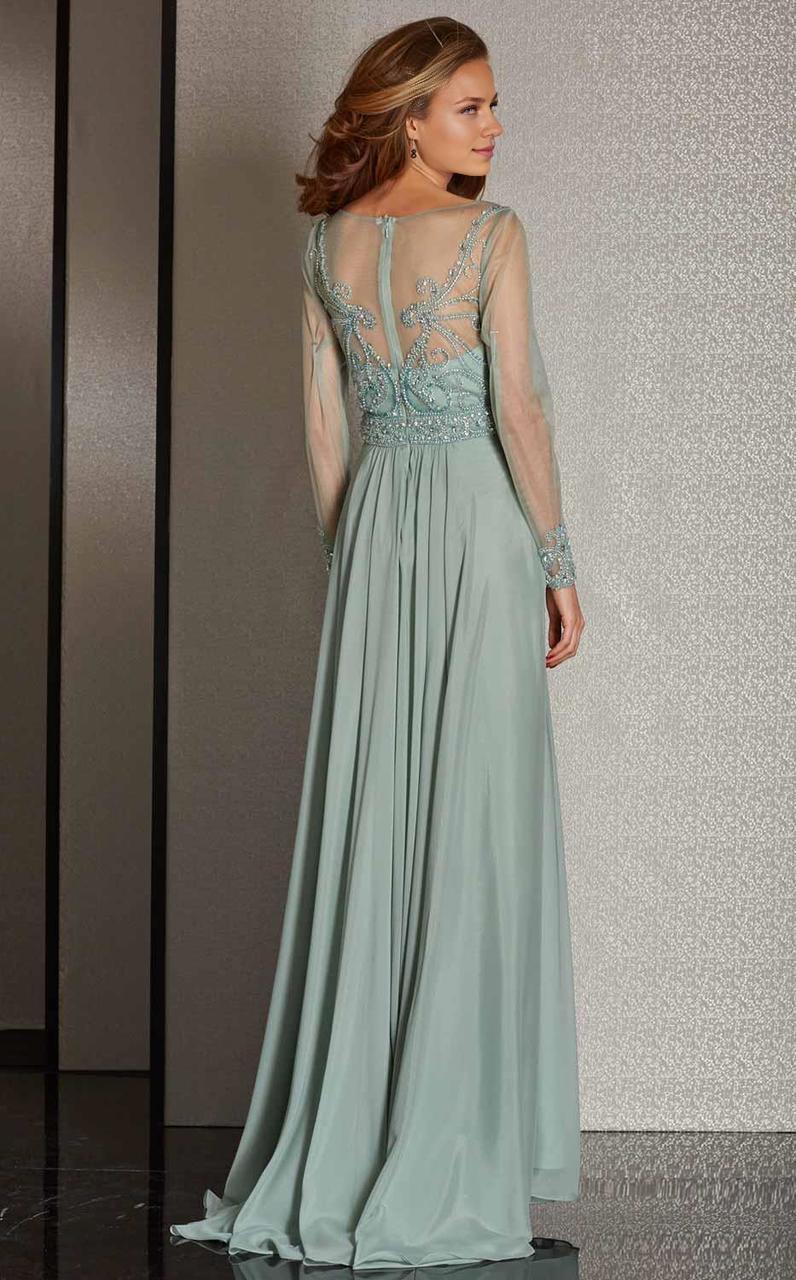 Evening Dresses For Women/ A-line Sheer Long Sleeves Sweetheart Bateau Back Zipper Mother of the Bride Dress Evening Dresses