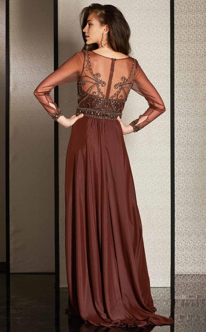 Evening Dresses For Women/ A-line Sheer Long Sleeves Sweetheart Bateau Back Zipper Mother of the Bride Dress Evening Dresses