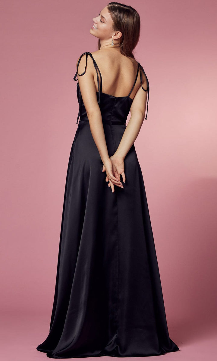 Evening Dresses For Women/ Sleeveless Tie Strap A-Line Mid-Open Back Prom Dress With Sweep Train Evening Dresses