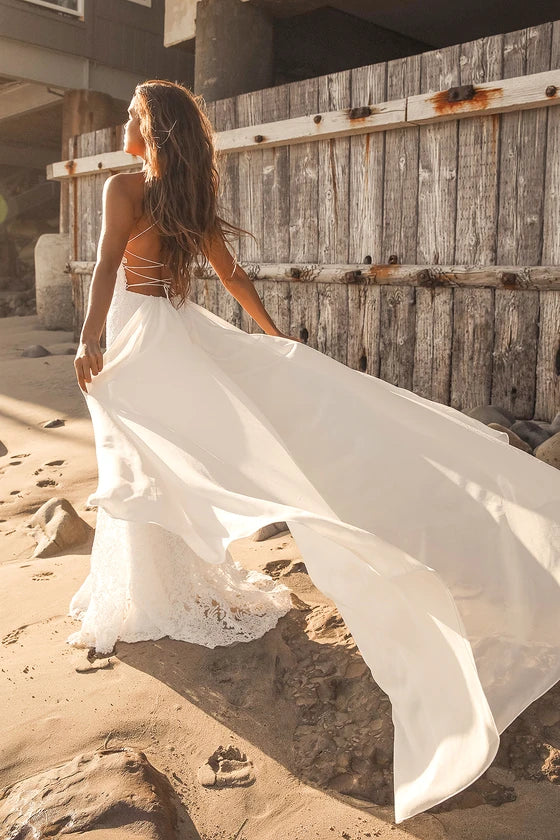 Xuewuba Wedding Dresses Remarkable Moment White Floral Embroidered Lace-Up Maxi Dress Formal Women's Dresses