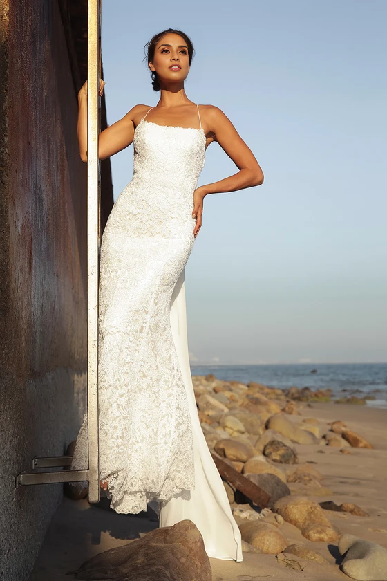 Xuewuba Wedding Dresses Remarkable Moment White Floral Embroidered Lace-Up Maxi Dress Formal Women's Dresses
