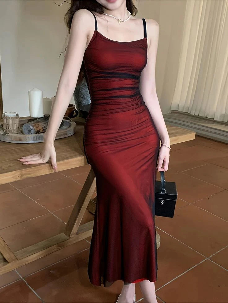 Formal Dresses Elegant Vintage Spaghetti Strap Midi Length Prom Dress/ Prom Dresses Store