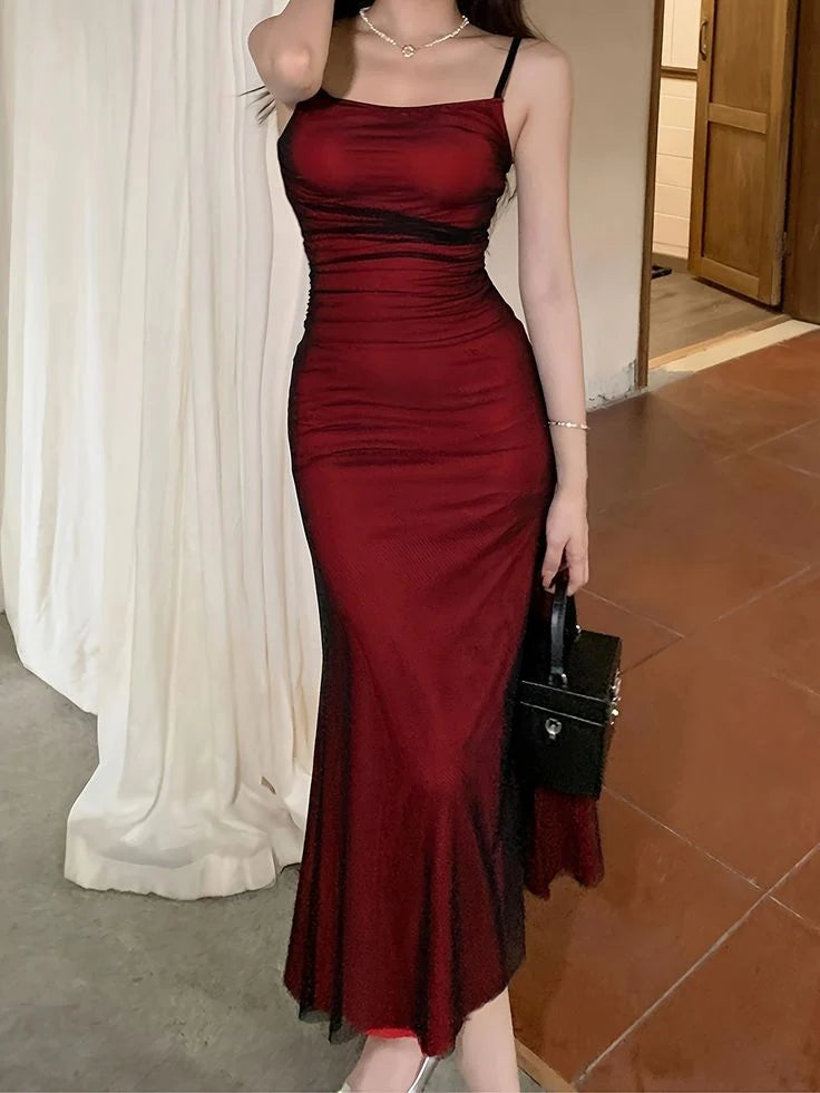 Formal Dresses Elegant Vintage Spaghetti Strap Midi Length Prom Dress/ Prom Dresses Store