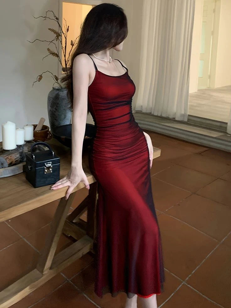Formal Dresses Elegant Vintage Spaghetti Strap Midi Length Prom Dress/ Prom Dresses Store