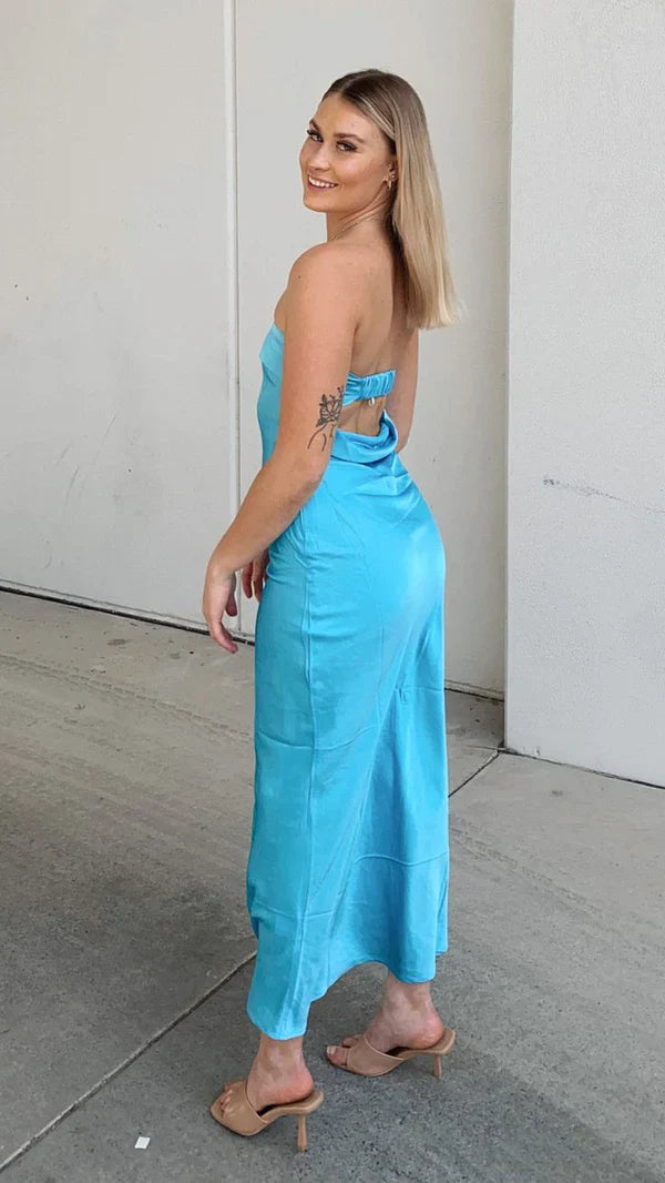 Formal Dresses Light Blue Strapless Beachy Prom Dress Long Evening Dress Party Dress/ Prom Dresses Store