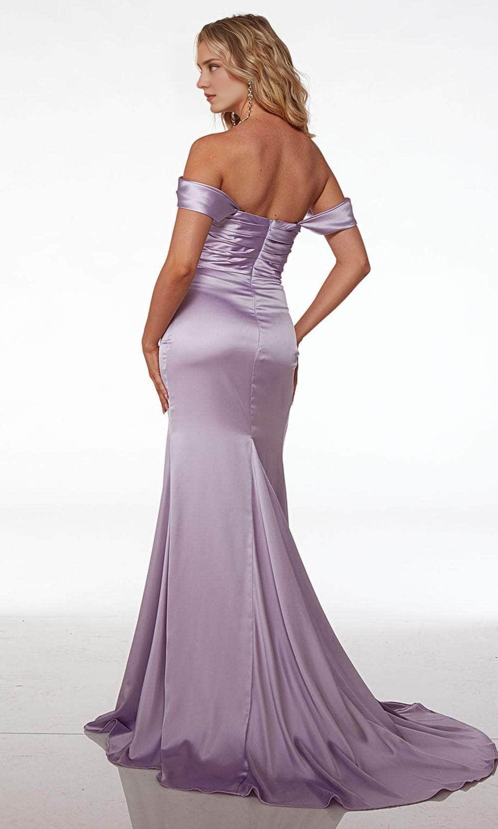 Formal Purple Dresses Any Special Occasion Off Shoulder Satin Prom Dress Floor-Length With Side Slit Prom Dress / Formal Wear Dresses