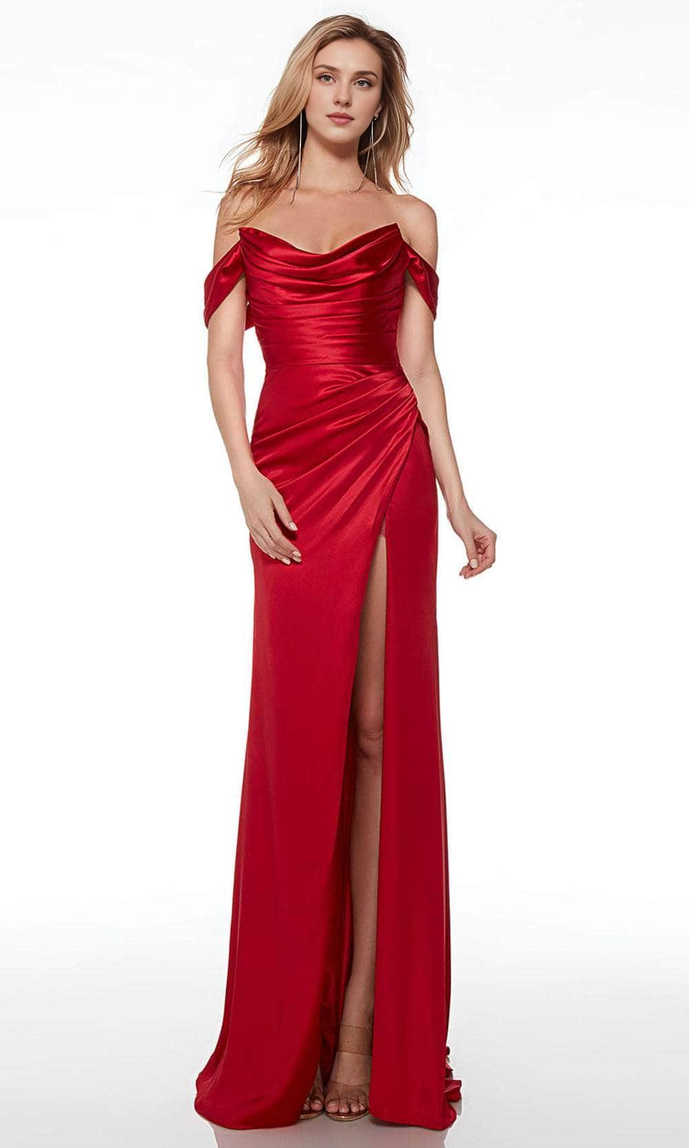 Formal Purple Dresses Any Special Occasion Off Shoulder Satin Prom Dress Floor-Length With Side Slit Prom Dress / Formal Wear Dresses