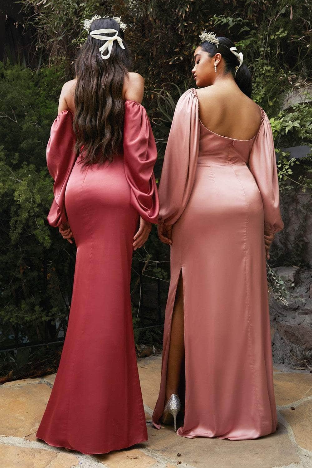 Formal Emerald Dresses Any Special Occasion Satin Billowy Sleeve Floor-Length With Side Slit Prom Dress Plus Size Dress Formal / Formal Wear Dresses