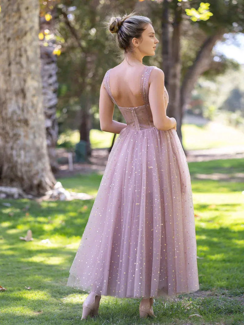 Formal Wear Dresses Corset Starlit Cloud Tea-Length Sleeveless Prom Dress Prom Dress Shop