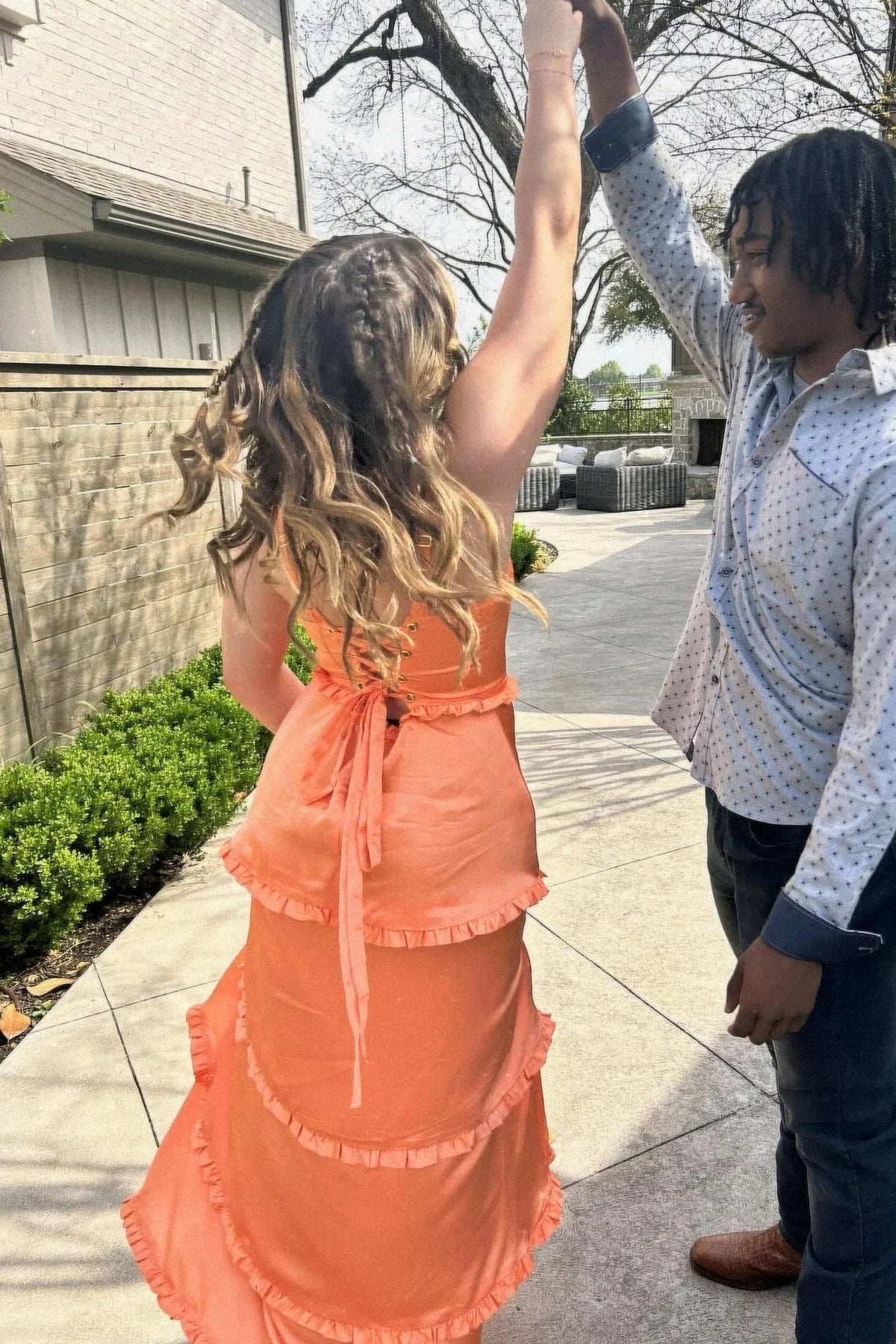 Formal Wear Dresses Orange Corset Tiered Long Party Dresss With Side Slit Bridesmaid Dress Prom Dress In Store