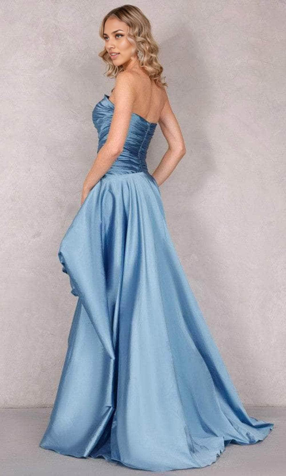 Formal Women's Dresses Strapless Ruffle A-Line Evening Gown Floor Length Prom Dress Stores With Prom Dresses