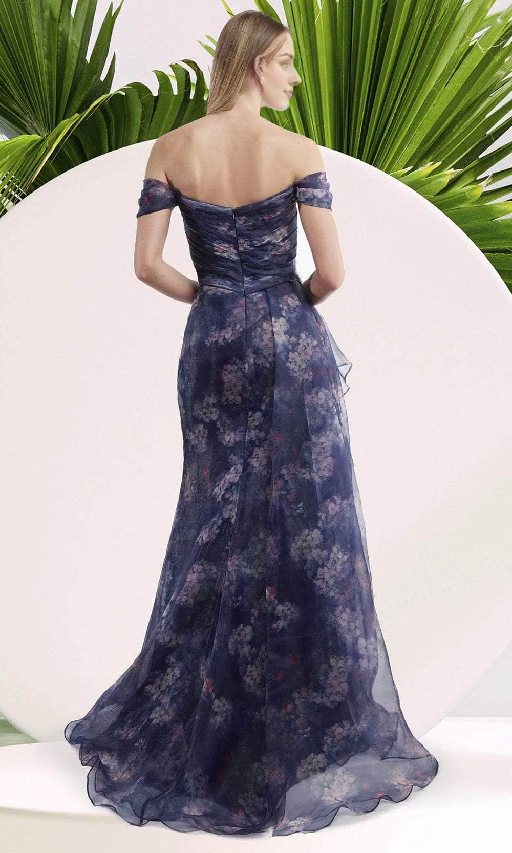 Formal Women's Dresses Strapless Ruffle Drape Floral Print Gown Off-the-Shoulder Floor Length Prom Dress Stores With Prom Dresses