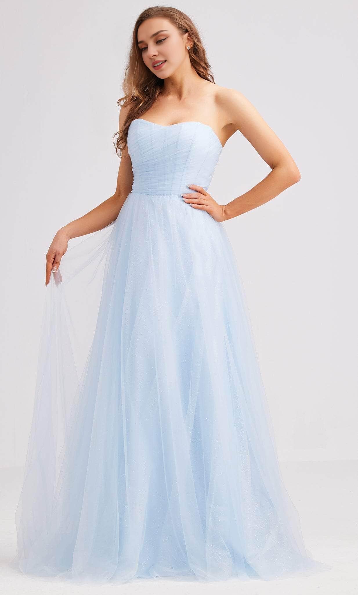 Gowns Evening Dresses/ A-Line Sweetheart Ruching Strapless Tulle Lace Up Back With Sweep Train Prom Dress/ Evening Dresses/ Formal Women's Dresses/ Prom Dress Shops