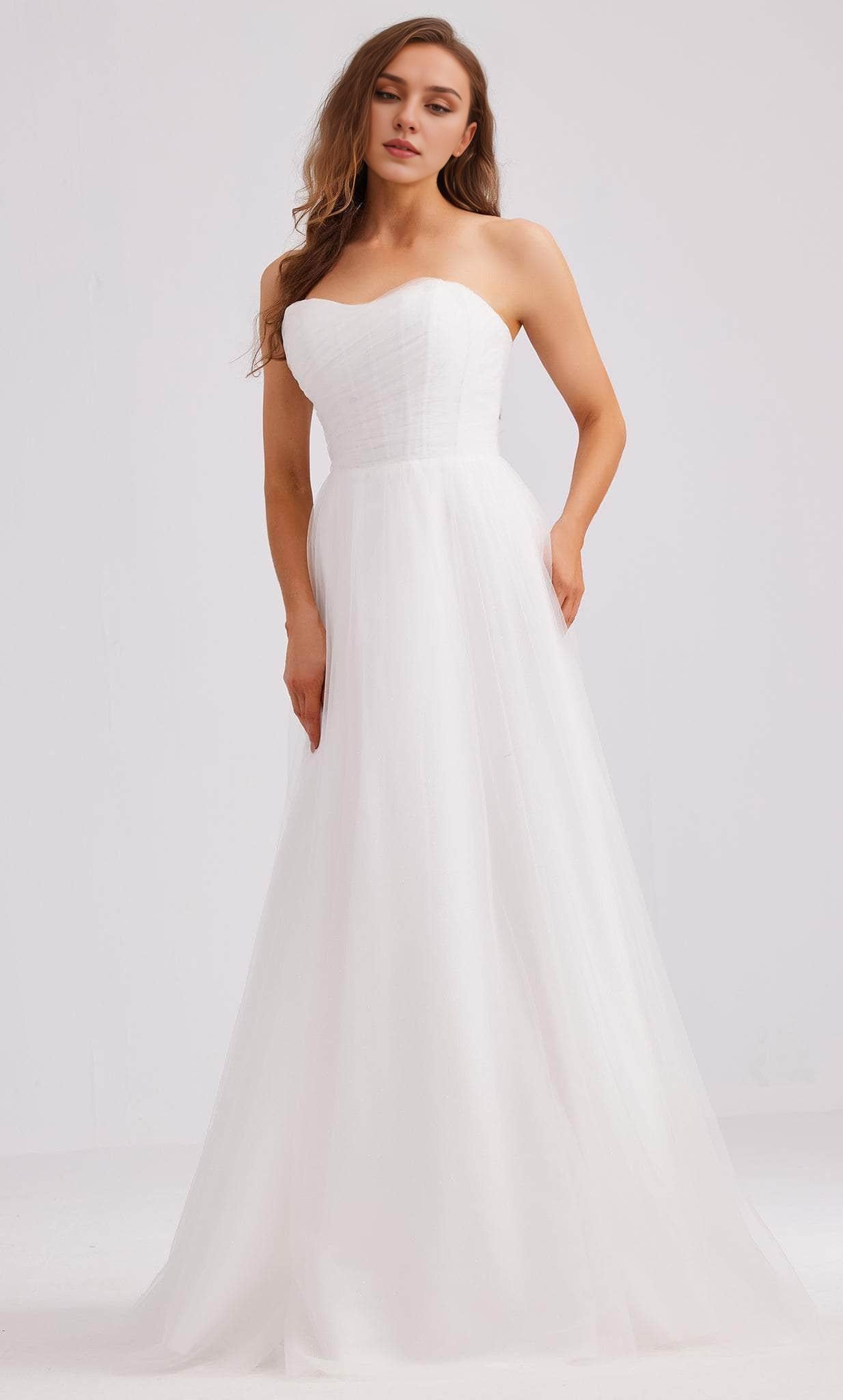 Gowns Evening Dresses/ A-Line Sweetheart Ruching Strapless Tulle Lace Up Back With Sweep Train Prom Dress/ Evening Dresses/ Formal Women's Dresses/ Prom Dress Shops