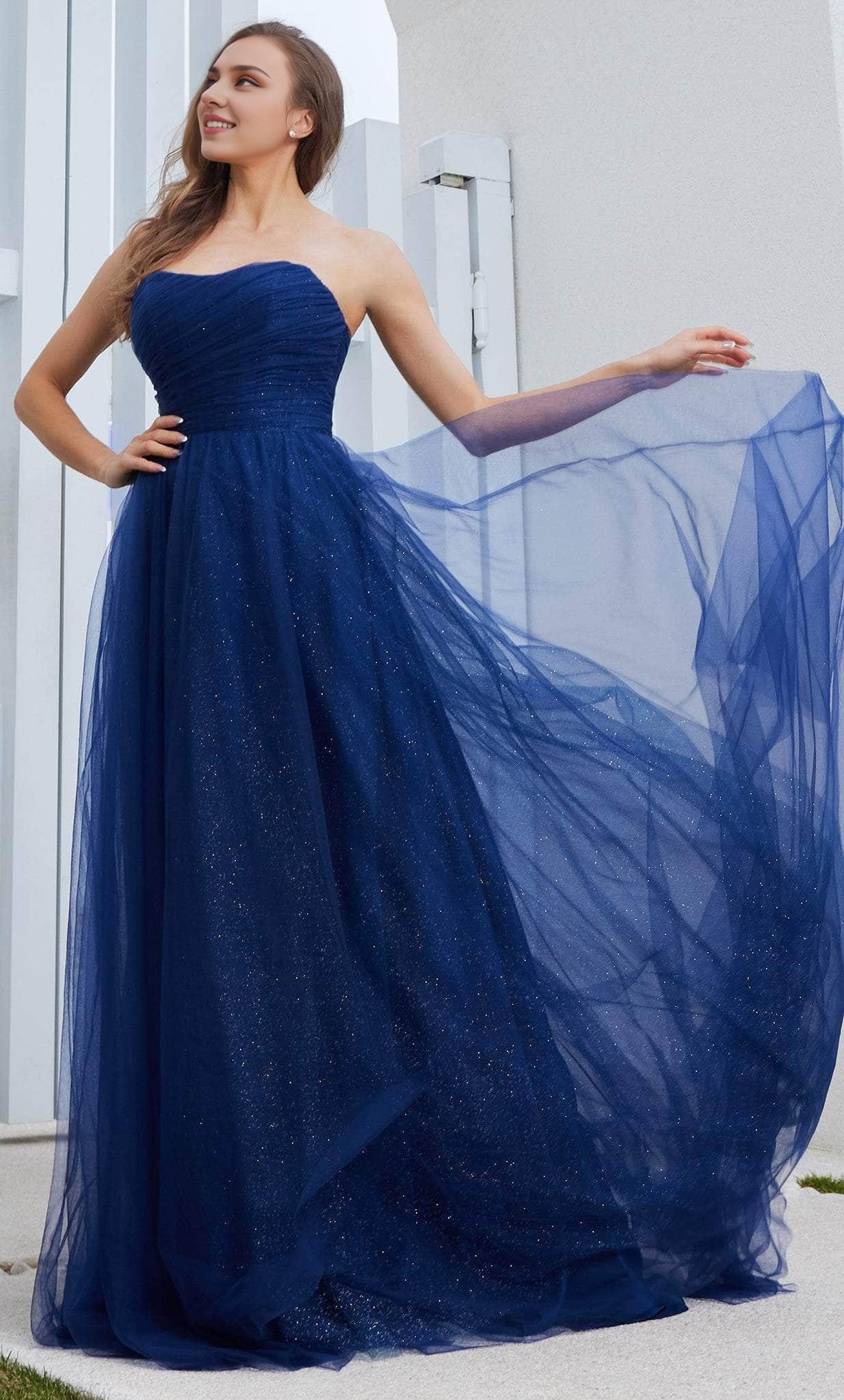 Gowns Evening Dresses/ A-Line Sweetheart Ruching Strapless Tulle Lace Up Back With Sweep Train Prom Dress/ Evening Dresses/ Formal Women's Dresses/ Prom Dress Shops