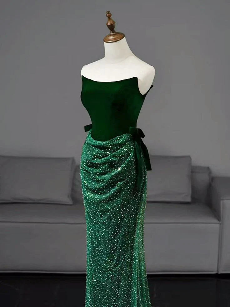 Xuewuba Dress Mermaid Sequin Long Prom Dress Long Green Formal Dress Formal Women's Dresses
