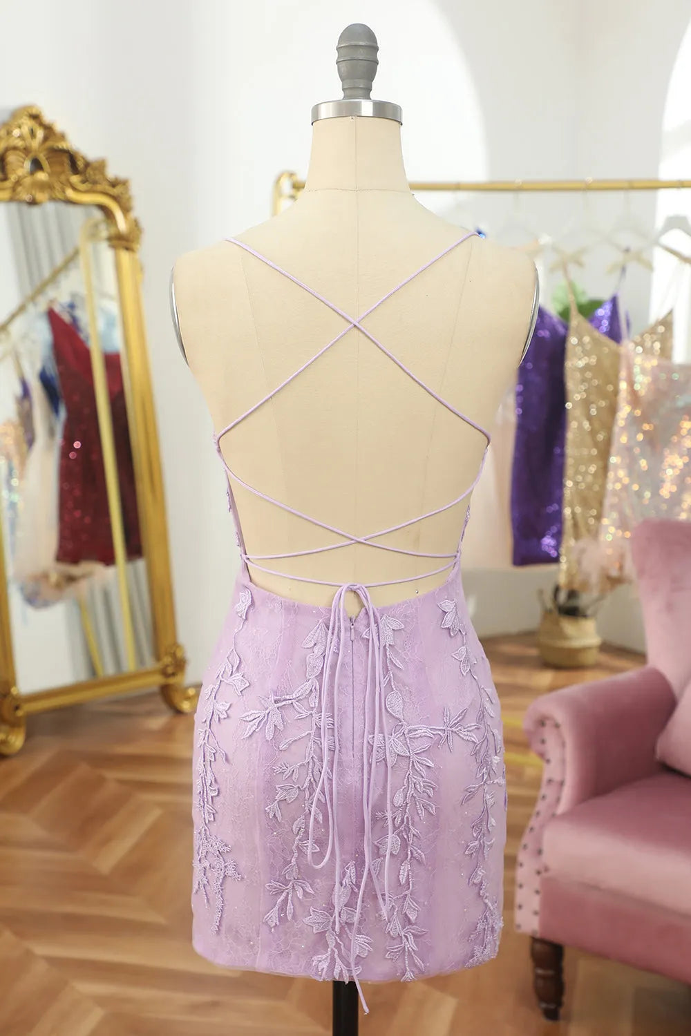 Xuewuba Formal Wear Dresses Spaghetti Straps Green Lace Tight Homecoming Dress Prom Dress In Store
