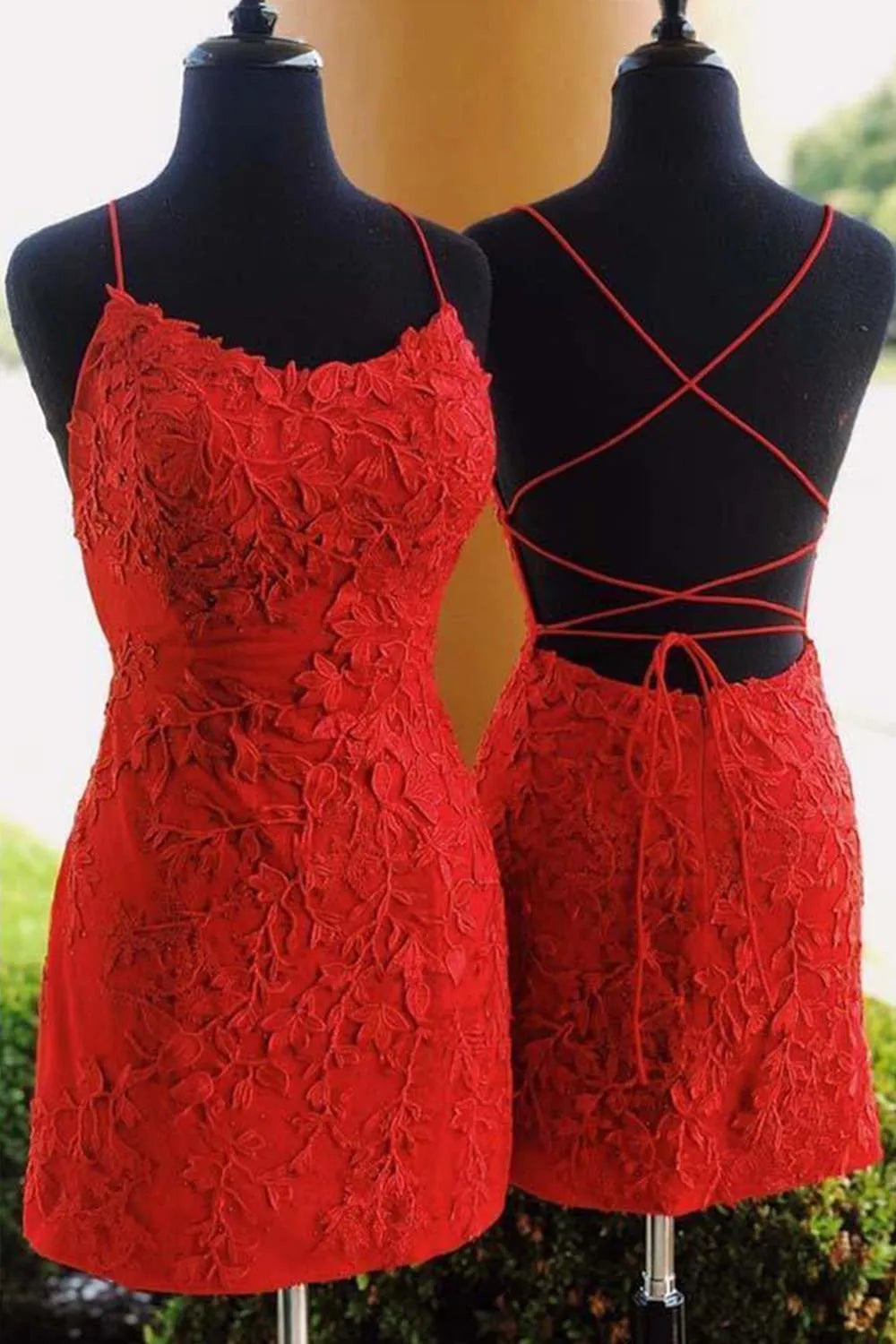 Xuewuba Formal Wear Dresses Spaghetti Straps Green Lace Tight Homecoming Dress Prom Dress In Store