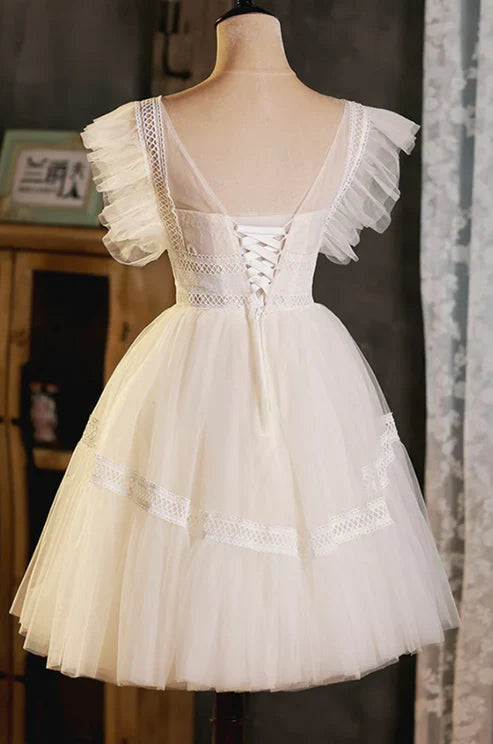 Off-the-shoulder Tulle Lace Short Homecoming Dress