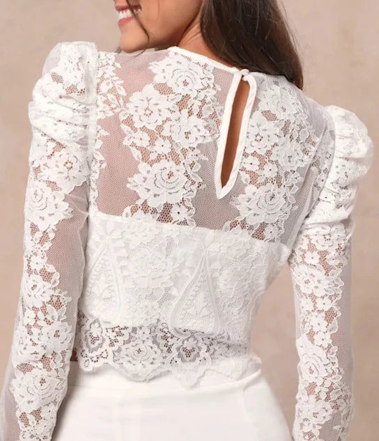 Xuewuba Wedding Dresses Heavenly Promise White Sheer Lace Two-Piece Maxi Dress Formal Women's Dresses