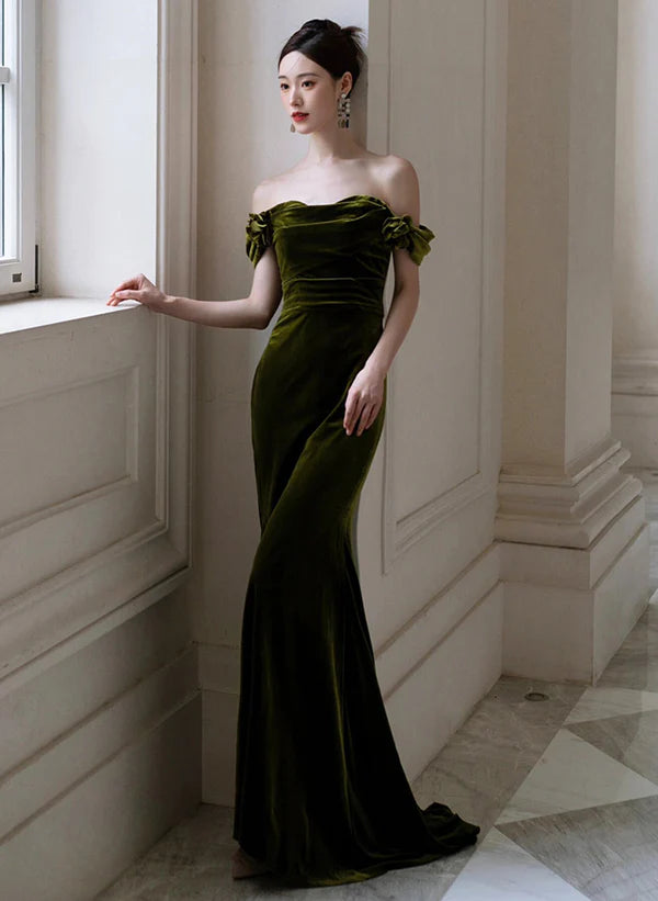 Green Mermaid Sweetheart Off Shoulder Formal Dress