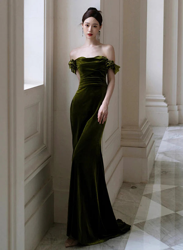 Green Mermaid Sweetheart Off Shoulder Formal Dress
