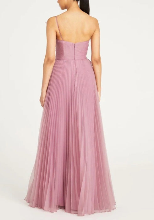 Off-the-Shoulder Floor Length Ruffle One-Shoulder Pleated Prom Party Dress
