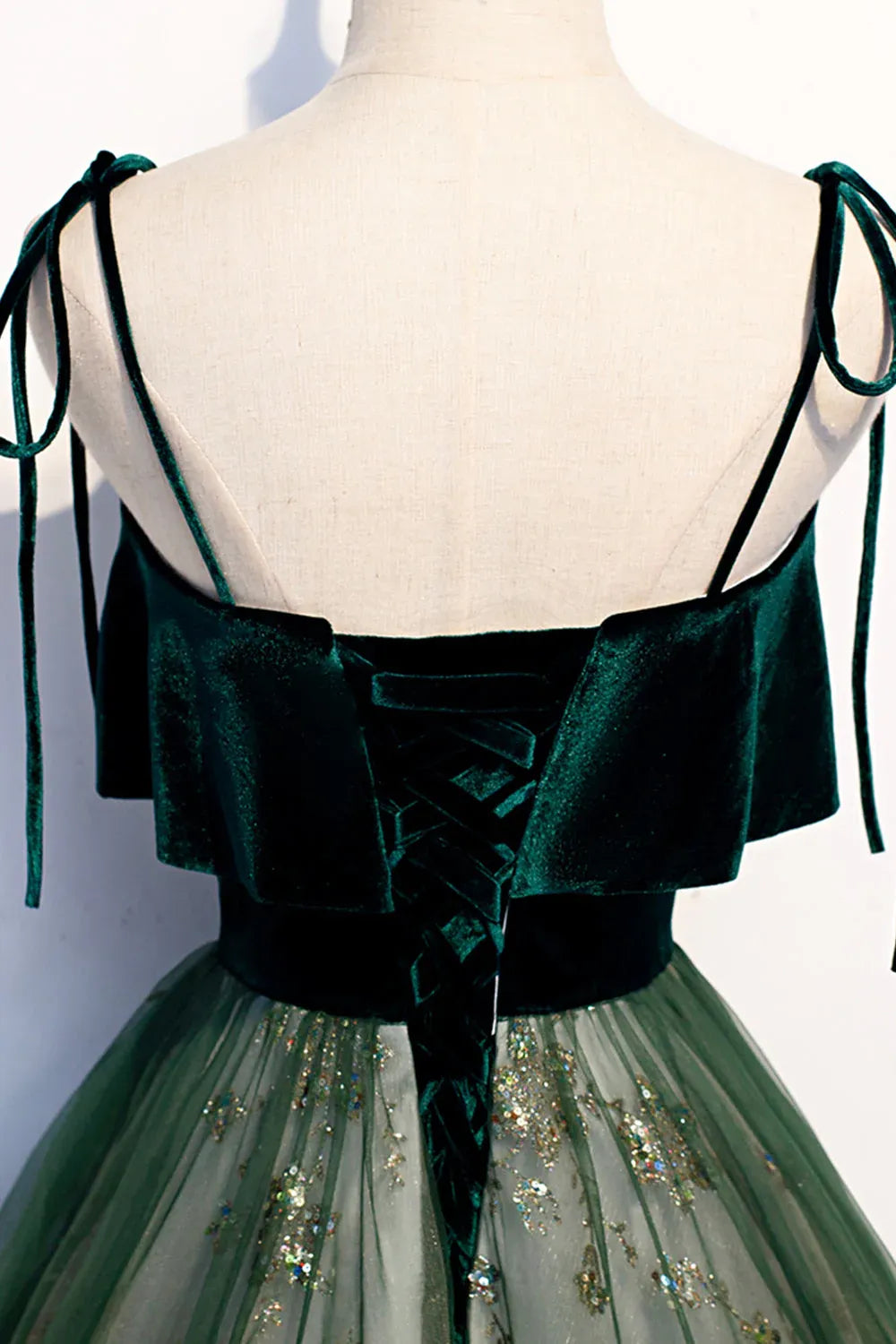 Pretty A-Line Spaghetti Straps Sleeveless Lace Up Sweep/Brush Train Prom Dress