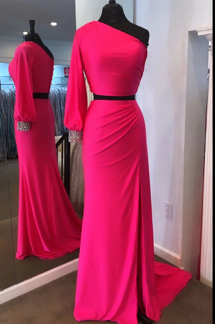 One-Shoulder Two-Piece Mermaid Prom Dress