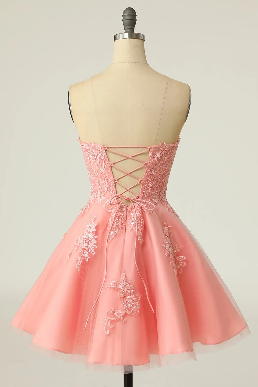 Xuewuba Formal Wear Dresses Blush Strapless Short Prom Dress with Appliques Prom Dress In Store