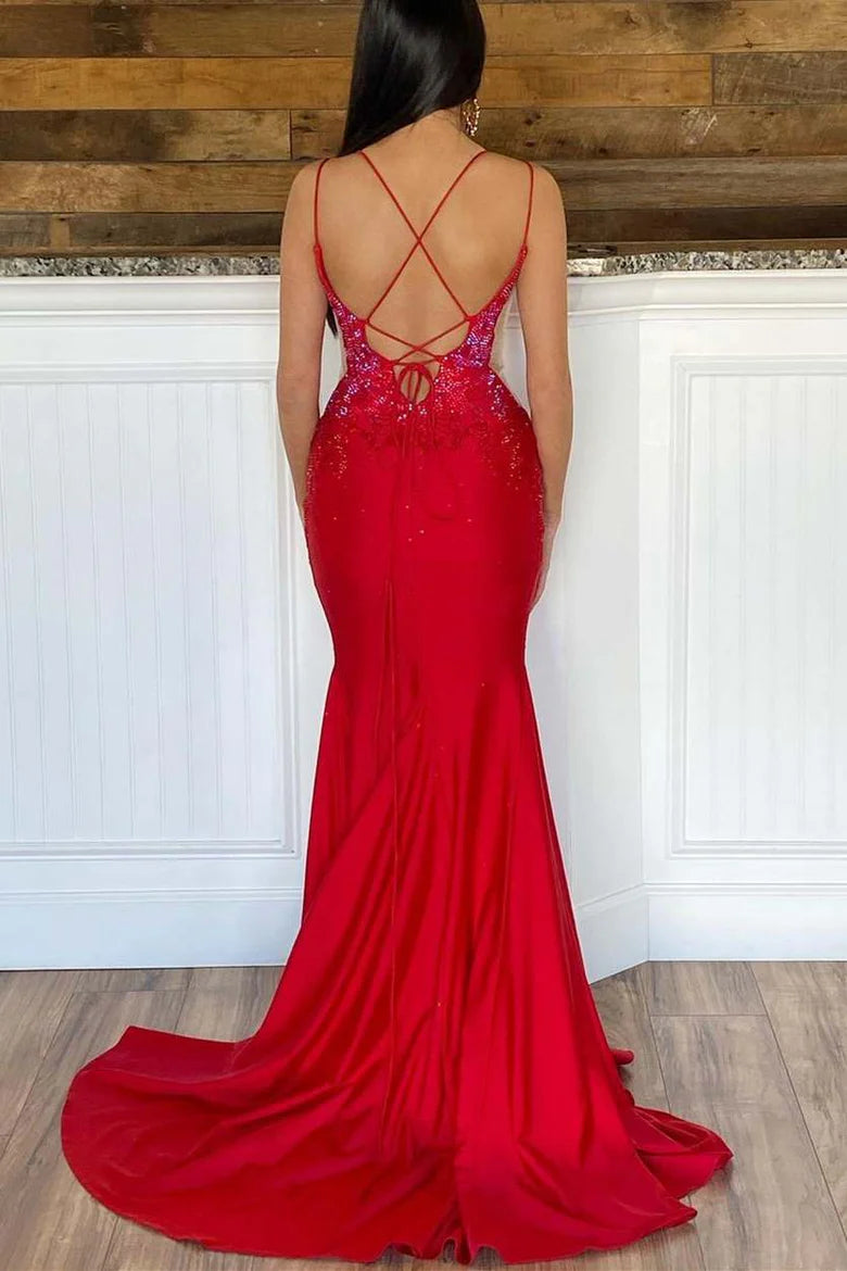 Mermaid Beaded Long Prom Dress with Slit