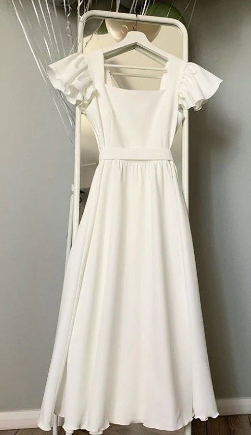 A-line Vintage Short Sleeves Party Dress