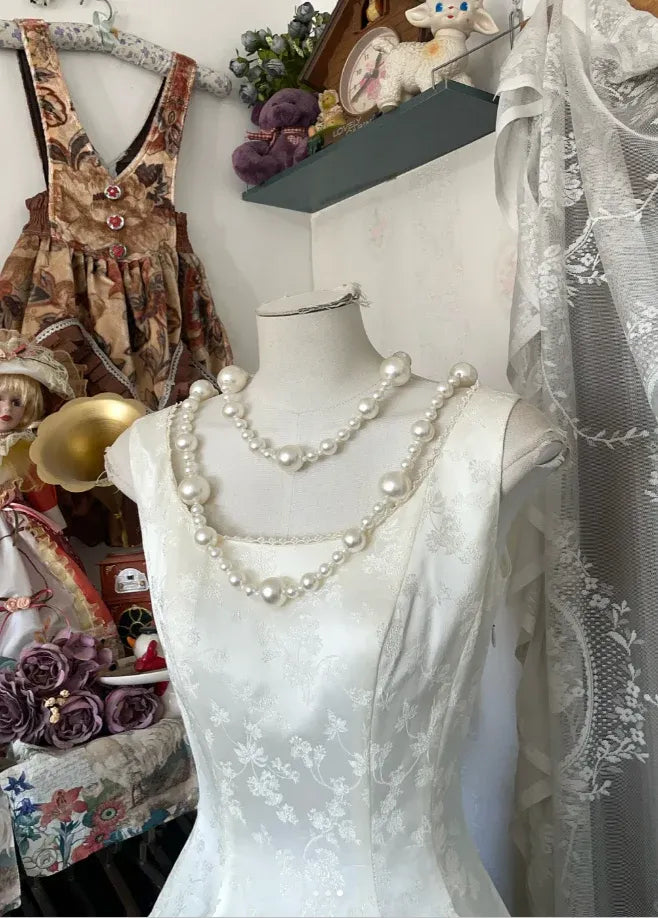 Timeless A-line Scoop-neck Jacquard Ivory Evening Dress For Bride Hot Sale