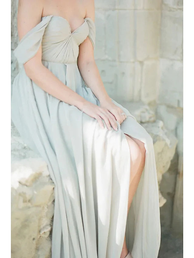 A-Line Sweetheart Neckline Floor Length Chiffon Bridesmaid Dress